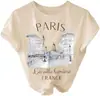 Camiseta Feminina Sweatyrocks com Estampa de Letras Paris Gola Redonda Manga Curta Casual