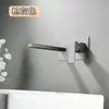 Torneira de lavatório de parede, instalação oculta, torneira de água quente e fria pré-instalada, montada na parede, design embutido, adequada para projetos de hotel e pousada, torneira de banheiro