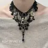 Atuendo de Estilo Oscuro para Halloween Estilo Punk Mecánico Gargantilla de Encaje con Calavera Cadena Sexy Y2K para Clavícula