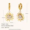 Moda Transfronteriza Europea y Americana Pendientes Elegantes de Nicho con Estilo Acero Inoxidable Chapado en Oro de 18K Collar con Colgante de Sol Lujo Accesible para Mujeres