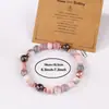 Pulsera de Cristal Imitación Piedra Cebra Rosa para Mujer, Más Vendido en Amazon, Tarjeta de Ánimo, Pulsera de Perlas Rosas, Perlas Redondas, Joyería de Exportación