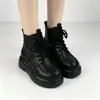 Botas de Nieve para Mujer de Piel Suave 2026 Nuevas Otoño/Invierno Suela Gruesa Punta Redonda Con Cordones Botas de Algodón Acolchadas de Terciopelo Zapatos de Algodón Gruesos para el Noreste