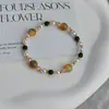 Pulsera de Abalorios Estilo Ins Retro Maillard Ojo de Tigre, Pulsera en Capas de Piedra Natural y Perla, Estilo Lujo Ligero