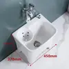 Fregadero de balcón para mopa con reposapiés, lavabo para fregar mopas, lavabo con desagüe lateral y cesta escurridora, drenaje automático, cerámica