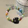 Pulseira de acrílico com miçangas coloridas de borboleta feminina verão ins design de nicho simples pulseira que combina com tudo pulseira ajustável