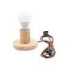 Lámpara de Mesa de Madera Maciza Creativa Simple para Mesita de Noche de Dormitorio Base de Lámpara Inteligente Rosca para Portalámparas Accesorios de Iluminación Bombilla Elfa