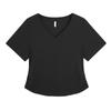 Camiseta de Manga Corta de Lyocell y Algodón Estilo Coreano con Pliegues en el Hombro Derecho y Cuello en V para Gorda mm Talla Grande Aspecto Adelgazante para la Cintura 65425