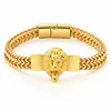 Cross-border nova cabeça de leão 8 * 4 dupla - linha de corrente pulseira de fivela magnética europeu e americano hip-hop pulseira de aço inoxidável para homens