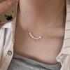 Colar de pérolas de amor prateado estilo frio feminino, design de nicho de luxo leve e sofisticado, corrente de clavícula, corrente de pescoço elegante, novo produto