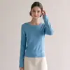 Suéter tejido de punto ajustado en gris y azul claro de estilo simple para mujer, nueva colección de otoño 2026, top ajustado 25694