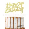 Pó glitter feliz aniversário 13 16 18 30 40 50 60 cartão de aniversário para bolo inserção decoração de bolo plug-in
