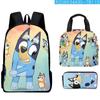 Cross-border Novo produto Impressão 3D Periférico Mochila Escolar Mochila Lápis Bolsa Almoço Conjunto de três peças Mochila