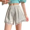 Qy3012 Encaje Floral con Descuento Anti-Exposición de Tres Cuartos para Casa que se Pueden Usar Afuera, Dobladillo que No se Enrolla Pantalones Cortos para Dormir Pantalones Cortos de Seguridad para Mujer