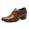 Zapatos Casuales de Cuero Estilo Británico 2026 con Patrón de Piedra, Aumentan 5 cm de Altura, Ideales para Personas Bajas, Zapatos de Boda de Tacón Bajo de Caña Baja