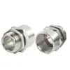 Conector de Tubo para Bandeja de Cabos em Aço Inoxidável 304 DN20 Conector de Passagem de Cabos por Painel 6 Rosca Macho Estendida Eletroduto M20 Interno e Externo