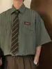 Explosiones Transfronterizas Estilo Americano Retro Rayas Moda Camisa de Manga Corta para Hombre Holgada Streetwear Pareja hiphop Camisa de Media Manga