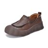 Tênis Casual Retrô Feminino de Couro de Cano Baixo, Sapatos Femininos de Cano Baixo com Bico Fechado de Couro de Vaca de Primeira Camada
