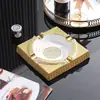 Cinzeiro para Uso Doméstico na Sala de Estar Ktv, Cerâmica Europeia Retro Pintada de Dourado Decoração Ornamento Presente