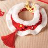 Collar para Mascotas para Otoño e Invierno, Bufanda de Hilo Festiva y de la Suerte para Perros y Gatos, Pañuelo Triangular para Comer, Babero Tejido de Año Nuevo
