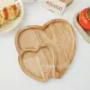 Bandeja simple creativa con forma de corazón de caucho para hotel, bandeja de servicio de bambú para restaurante, bandeja de frutas, bandeja de té para el hogar, caucho con forma de corazón