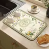 Alfombrilla de drenaje para cocina vintage, alfombrilla para secar vajilla y control de agua, alfombrilla antideslizante para encimera, aislante térmico de tierra de diatomeas, posavasos absorbente