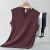 Chaleco de seda de modal helada para hombre, moderno, antibacteriano, fresco, de secado rápido, camiseta sin mangas deportiva, cuello en V, camiseta sin mangas, camiseta interior blanca lisa