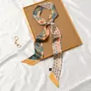 Bufanda de Seda Retro Francesa Primavera y Otoño para Mujer Lazo Largo para Bolso Cinta Flor de Lazo Estilo Extranjero Moda Diadema Larga Pequeña
