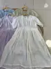 Verano 2026 Nuevo Vestido de Lino con Cuello Redondo Estilo Japonés Vestido Holgado de Longitud Media Vestido Pulóver Versátil de Manga Corta