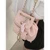 Mochila rombo de estilo coreano al por mayor para mujer 2024 nueva moda bolso cubo con cadena para combinar con todo mochila de hombro