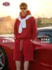 Ropa de Hombre Nueva Otoño Retro Americano Color Sólido Forro Polar Cálido Pantalones de Seis Puntos Marca de Moda Holgados Rectos Shorts para Hombre