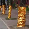 Tela Dorada para Escenario, Tela para Decoración de Árbol Envuelto en Papel Dorado, Tronco de Árbol Arrugado, Tela para Columna Envuelto en Oro, Árbol Envuelto con Papel de Aluminio Dorado, Agarradera de Hotel