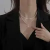 Collar de Doble Capa con Gota de Agua de Gipsofila Moda Femenina Elegante Estilo Ins Diseño de Nicho Cadena para Clavícula de Gama Alta Venta al por Mayor