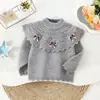 Traje de Punto para Niña Otoño e Invierno Nuevo Chal de Punto con Volantes Estilo Coreano Estilo Occidental Falda de Malla Princesa