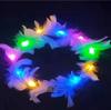 Tiara Auréola de Anjo TikTok Luminosa Coroa de Fada Acessórios de Cabelo Pena Seda Brilhante Anjo Asinhas Tiara Natal