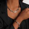 Pulseira de corrente feita à mão de hip hop personalizada, colar com estilo europeu e americano, mesmo estilo, corrente de clavícula quadrada de aço de titânio, para homens e mulheres