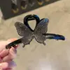 Grampo de garra de borboleta com strass de alta qualidade e alta resistência, grampo de tubarão grande para prender penteados na parte de trás da cabeça, acessório de cabelo moderno e versátil