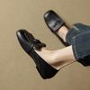 Mocasines Planos para Mujer, Zapatos Pequeños de Cuero Británicos Plegables Retro, Slip-On Slip-Ons, Zapatos Cómodos