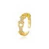 Anillo Abierto de Cadena Full Diamond de Alto Nivel y Sentido de Lujo Ligero para Mujer, Chapado en Cobre 18k, Elegante, Moda, Estilo Frío Ins, Anillo para Dedo