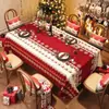Toalha de Mesa de Natal com um Caminho de Mesa Xadrez Vermelho Festivo para Decoração de Mesa de Jantar e Toalha de Mesa para Festa Temática