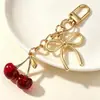 Llavero de Cereza de Cristal Transfronterizo Colgante Dulce de Lazo Decoración para Bolso de Niña Encanto Pequeño
