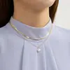 Colar Transfronteiriço Europeu e Americano Comércio Exterior Verão Multicamadas Pérola Branca Lua Estrela Pingente Colar da Moda para Mulheres Atacado