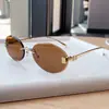 Gafas de Sol Estilo Nuevo, Estilo Europeo y Americano, Mismo Estilo para Hombres y Mujeres, Gafas de Sol de Moda Trendy sin Marco de Metal Ovalado
