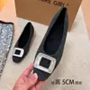 Zapatos Individuales de Mujer con Tacón de 5 cm de Altura, Puntera Cuadrada, Pedrería Gris, para Mujeres Petites, Zapatos Mary Jane de Peluche con Piel, Boca Baja, Otoño/Invierno 2025