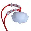 Collar de jade blanco con loto de jade y colgante de jade blanco hetiano de imitación de vidrio tipo cuerda