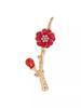 [Presente de Dia dos Professores] Broche de prata esterlina vintage estilo chinês flor de ameixeira feminino cheongsam alfinete de pressão corsage de esmalte de cristal