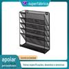 Fabricante Personalizado Montado na Parede Rack Cultural Pasta de Parede para Escritório Malha Metálica Cinco Camadas Rack de Armazenamento Multifuncional