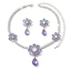 Collar de Novia con Flor, Collar de Cobre con Circonita Incrustada de Lujo Ligero, Conjunto de Moda Estilo Europeo y Americano, Accesorios para Vestido de Noche de Banquete