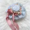 Horquilla de sombrero pequeño hecha a mano, poesía de niebla primaveral Lolita multicolor, pinza para el pelo con lazo de cinta, accesorio para el pelo de copa de encaje