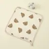 Toalha Quadrada de Gaze de Quatro Camadas para Bebê, Toalha de Crepe para Saliva de Crianças, Toalha Facial para Bebê, Macia e Respirável, Pode Ser Pendurada na Creche
