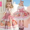 Estampado Original Oso Lindo Dulce Corazón Suave Lolita JSK Vestido Lolita Tirantes Vestido Abullonado